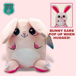 Flipeez 8” Pink Floppy Eared Easter Bunny Squeeze Me Stuffed Animal Plush! NWT!